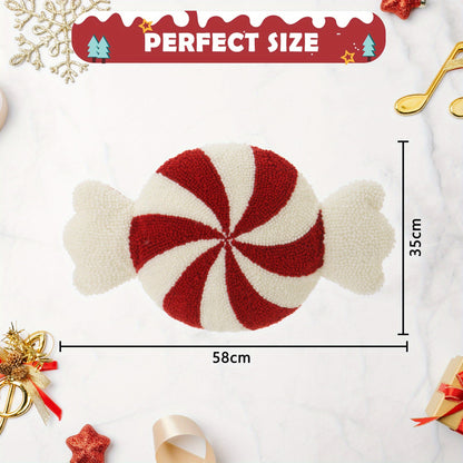 Christmas Pillows, Candy Cane Pillow, Candy Cane Shaped Throw Pillow, Red and White Peppermint Candy Pillow, Cute Sweet Shaped Decorations for Bedroom, Living Room, Winter Home Decor