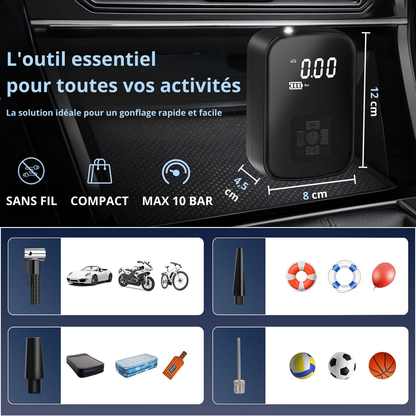 Electric Wireless Car Air Compressor Air Pump