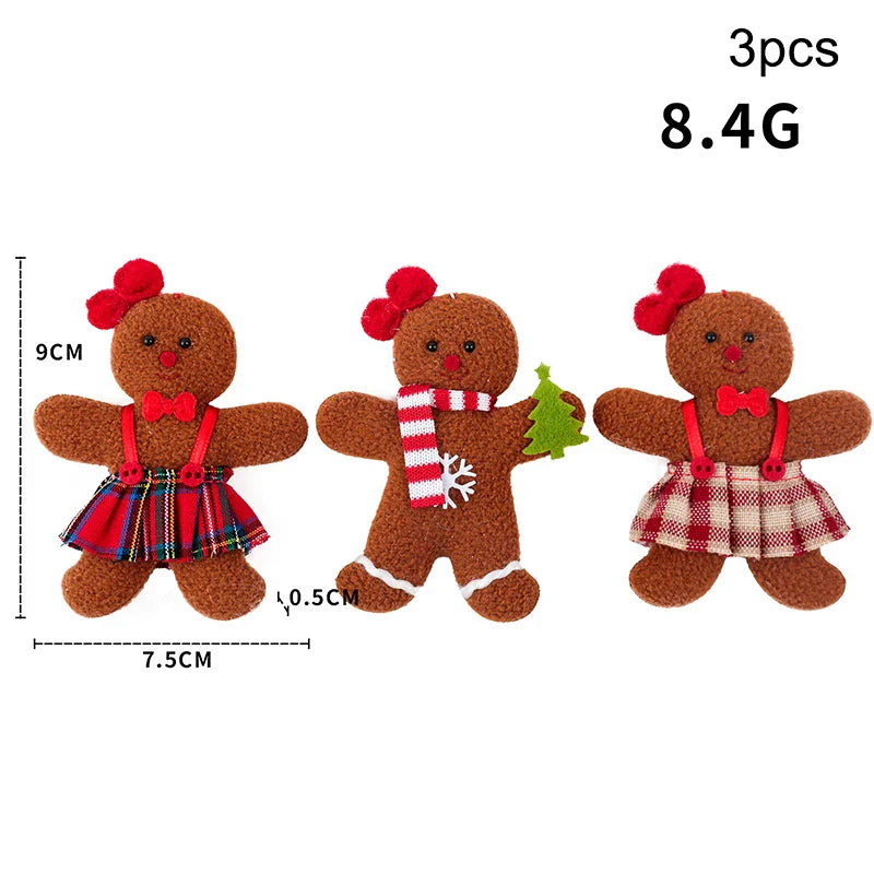 CF-603PCS/Set Christmas Decoration Gingerbread Man Doll Xmas Tree Hanging Ornament Garden Party Home New Year 2024 Children Gifts
