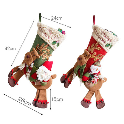 Christmas Stockings Socks Santa Snowman Hanging Xmas Tree Ornaments Christmas Decor For Home New Year Navidad Candy Gift Bags