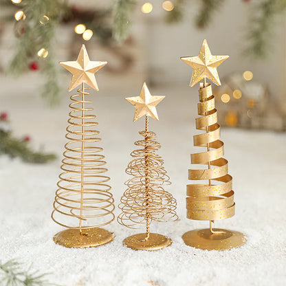 Christmas Decorations Creative Mini Iron Christmas Tree Desktop Crafts Ornaments Nordic Christmas Party Scene Props Home Decor