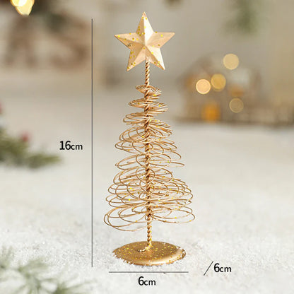 Christmas Decorations Creative Mini Iron Christmas Tree Desktop Crafts Ornaments Nordic Christmas Party Scene Props Home Decor