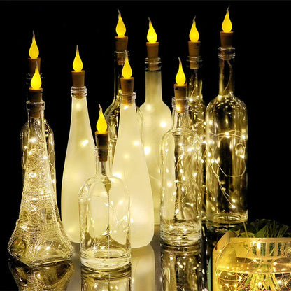 Candle Head Lights Battery Powered Bottle Stopper Lamp Christmas Room Living Room Party Decorative Flame LED Copper Wire Lights